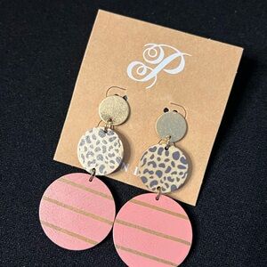 Plunder Gold and Pink Leopard Earrings